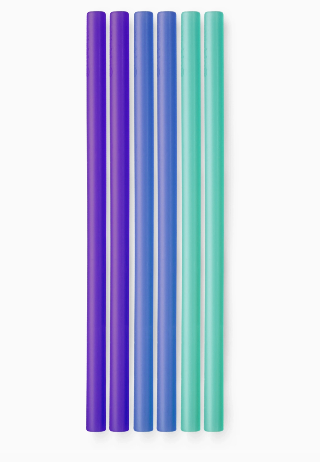 Sugerør i silikon 6 pak - Violet/cobalt/sea